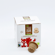 Load image into Gallery viewer, Duusse Goût - Fairtrade Organic Coffee in Wooden Capsules - Pack of 20 capsules - Bio Roude Léiw Bounekaffi
